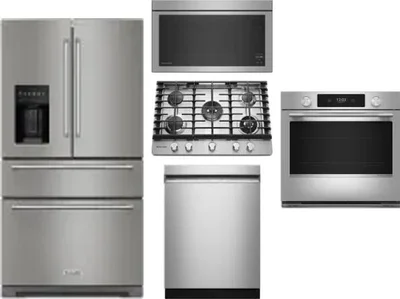 5 Piece Package Includes Refrigerator, Cooktop, Wall Oven, Microwave And Dishwasher