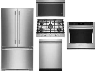 5 Piece Package Includes Refrigerator, Cooktop, Wall Oven, Microwave And Dishwasher