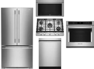 5 Piece Package Includes Refrigerator, Cooktop, Wall Oven, Microwave And Dishwasher