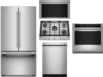 5 Piece Package Includes Refrigerator, Cooktop, Wall Oven, Microwave And Dishwasher