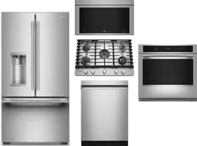 5 Piece Package Includes Refrigerator, Cooktop, Wall Oven, Microwave And Dishwasher