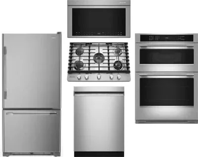 5 Piece Package Includes Refrigerator, Cooktop, Wall Oven, Microwave And Dishwasher