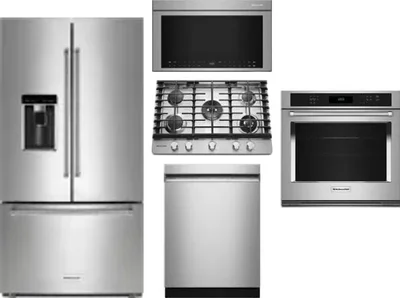 5 Piece Package Includes Refrigerator, Cooktop, Wall Oven, Microwave And Dishwasher