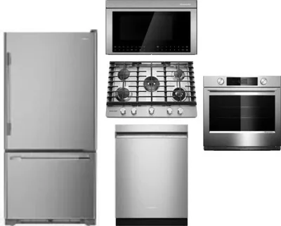 5 Piece Package Includes Refrigerator, Cooktop, Wall Oven, Microwave And Dishwasher
