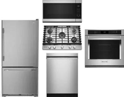 5 Piece Package Includes Refrigerator, Cooktop, Wall Oven, Microwave And Dishwasher