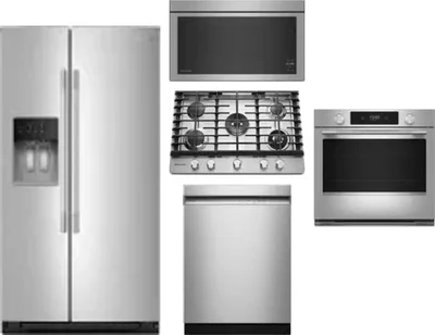 5 Piece Package Includes Refrigerator, Cooktop, Wall Oven, Microwave And Dishwasher