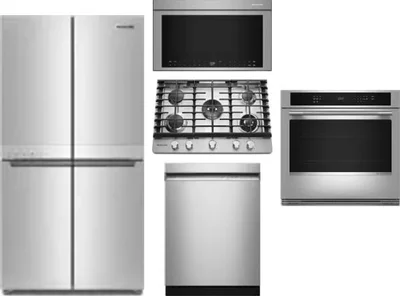 5 Piece Package Includes Refrigerator, Cooktop, Wall Oven, Microwave And Dishwasher