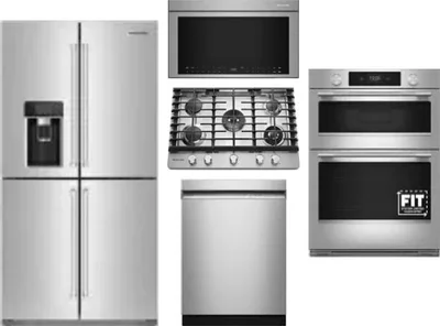 5 Piece Package Includes Refrigerator, Cooktop, Wall Oven, Microwave And Dishwasher