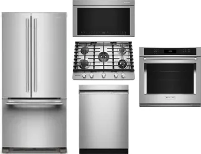 5 Piece Package Includes Refrigerator, Cooktop, Wall Oven, Microwave And Dishwasher