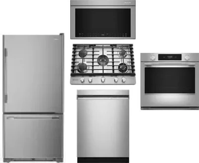 5 Piece Package Includes Refrigerator, Cooktop, Wall Oven, Microwave And Dishwasher
