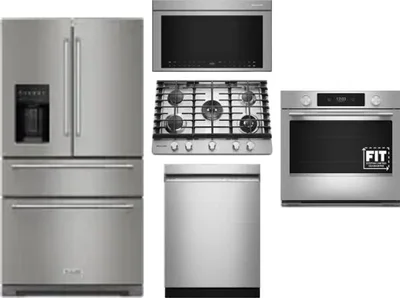 5 Piece Package Includes Refrigerator, Cooktop, Wall Oven, Microwave And Dishwasher