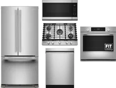 5 Piece Package Includes Refrigerator, Cooktop, Wall Oven, Microwave And Dishwasher