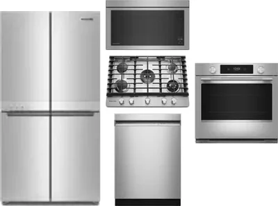 5 Piece Package Includes Refrigerator, Cooktop, Wall Oven, Microwave And Dishwasher