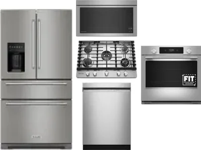 5 Piece Package Includes Refrigerator, Cooktop, Wall Oven, Microwave And Dishwasher