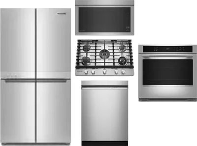 5 Piece Package Includes Refrigerator, Cooktop, Wall Oven, Microwave And Dishwasher