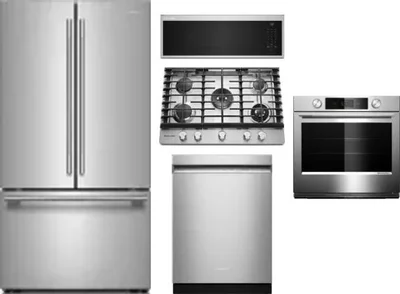 5 Piece Package Includes Refrigerator, Cooktop, Wall Oven, Microwave And Dishwasher