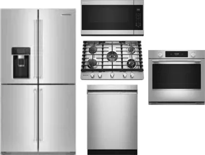 5 Piece Package Includes Refrigerator, Cooktop, Wall Oven, Microwave And Dishwasher