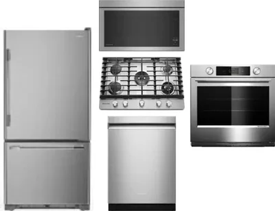 5 Piece Package Includes Refrigerator, Cooktop, Wall Oven, Microwave And Dishwasher