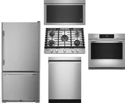 5 Piece Package Includes Refrigerator, Cooktop, Wall Oven, Microwave And Dishwasher