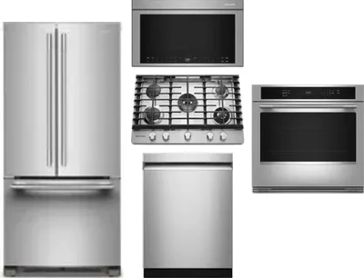 5 Piece Package Includes Refrigerator, Cooktop, Wall Oven, Microwave And Dishwasher