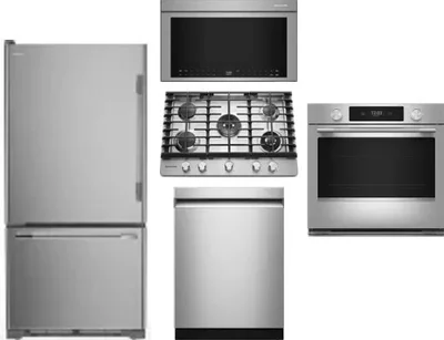5 Piece Package Includes Refrigerator, Cooktop, Wall Oven, Microwave And Dishwasher