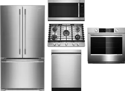 5 Piece Package Includes Refrigerator, Cooktop, Wall Oven, Microwave And Dishwasher