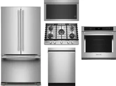 5 Piece Package Includes Refrigerator, Cooktop, Wall Oven, Microwave And Dishwasher