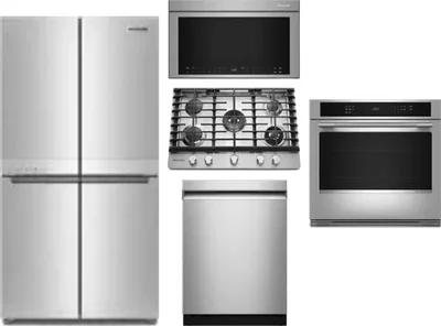 5 Piece Package Includes Refrigerator, Cooktop, Wall Oven, Microwave And Dishwasher