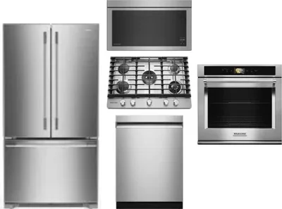 5 Piece Package Includes Refrigerator, Cooktop, Wall Oven, Microwave And Dishwasher