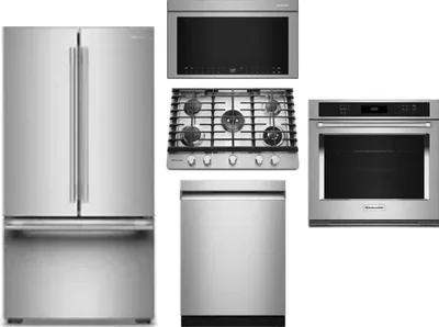 5 Piece Package Includes Refrigerator, Cooktop, Wall Oven, Microwave And Dishwasher
