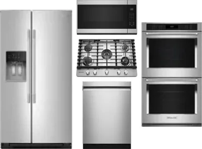 5 Piece Package Includes Refrigerator, Cooktop, Wall Oven, Microwave And Dishwasher