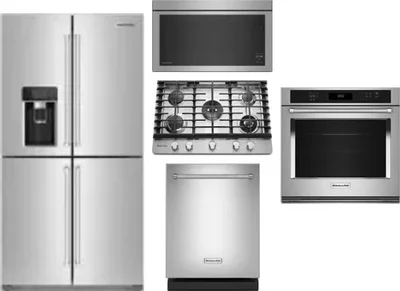 5 Piece Package Includes Refrigerator, Cooktop, Wall Oven, Microwave And Dishwasher
