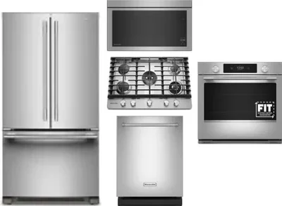 5 Piece Package Includes Refrigerator, Cooktop, Wall Oven, Microwave And Dishwasher