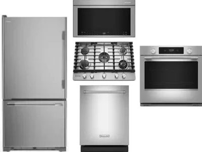5 Piece Package Includes Refrigerator, Cooktop, Wall Oven, Microwave And Dishwasher