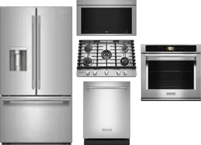 5 Piece Package Includes Refrigerator, Cooktop, Wall Oven, Microwave And Dishwasher