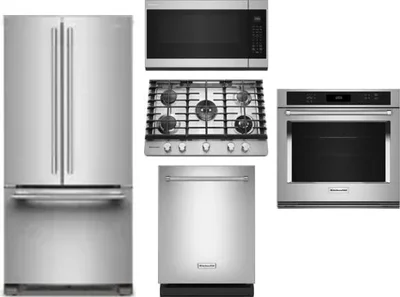 5 Piece Package Includes Refrigerator, Cooktop, Wall Oven, Microwave And Dishwasher