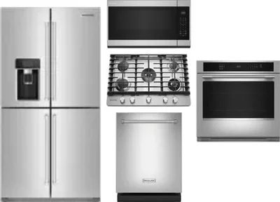5 Piece Package Includes Refrigerator, Cooktop, Wall Oven, Microwave And Dishwasher