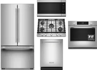 5 Piece Package Includes Refrigerator, Cooktop, Wall Oven, Microwave And Dishwasher