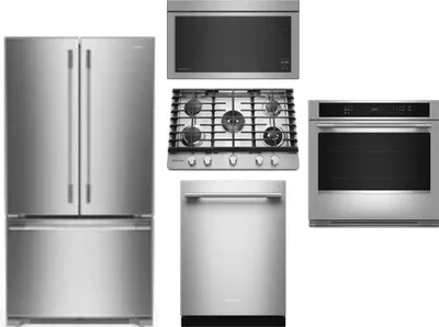 5 Piece Package Includes Refrigerator, Cooktop, Wall Oven, Microwave And Dishwasher