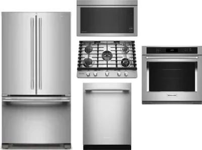 5 Piece Package Includes Refrigerator, Cooktop, Wall Oven, Microwave And Dishwasher