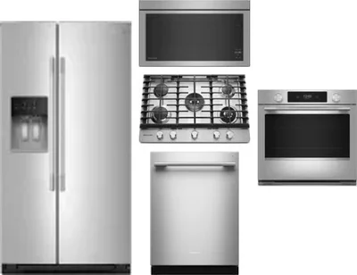 5 Piece Package Includes Refrigerator, Cooktop, Wall Oven, Microwave And Dishwasher