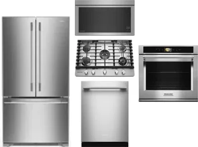 5 Piece Package Includes Refrigerator, Cooktop, Wall Oven, Microwave And Dishwasher
