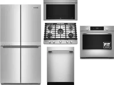 5 Piece Package Includes Refrigerator, Cooktop, Wall Oven, Microwave And Dishwasher