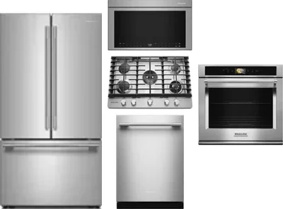 5 Piece Package Includes Refrigerator, Cooktop, Wall Oven, Microwave And Dishwasher