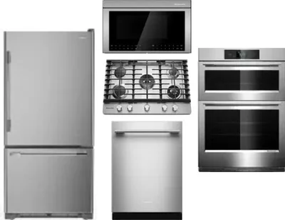 5 Piece Package Includes Refrigerator, Cooktop, Wall Oven, Microwave And Dishwasher
