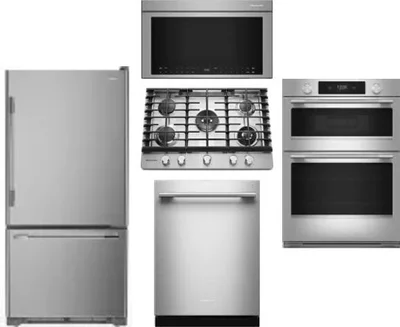 5 Piece Package Includes Refrigerator, Cooktop, Wall Oven, Microwave And Dishwasher