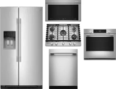 5 Piece Package Includes Refrigerator, Cooktop, Wall Oven, Microwave And Dishwasher