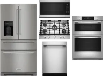 5 Piece Package Includes Refrigerator, Cooktop, Wall Oven, Microwave And Dishwasher