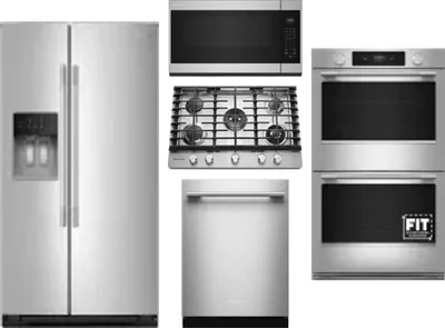 5 Piece Package Includes Refrigerator, Cooktop, Wall Oven, Microwave And Dishwasher