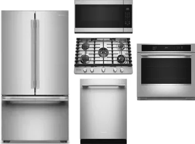 5 Piece Package Includes Refrigerator, Cooktop, Wall Oven, Microwave And Dishwasher